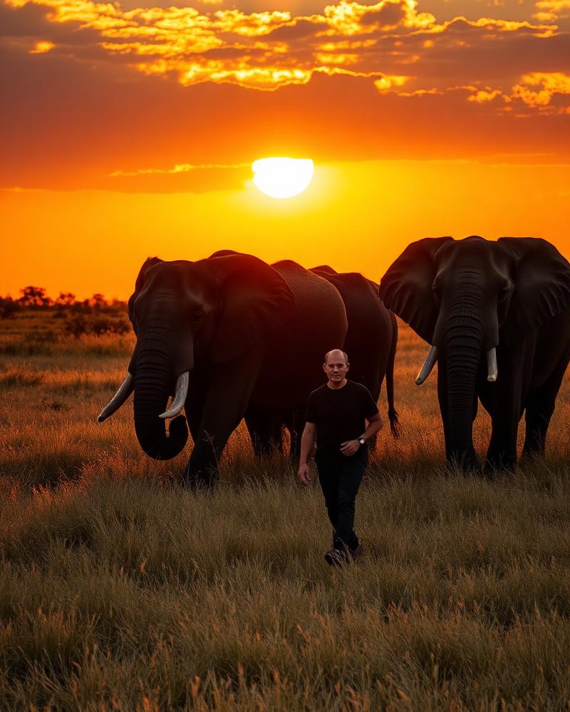 Walking with elephants on a guided trail