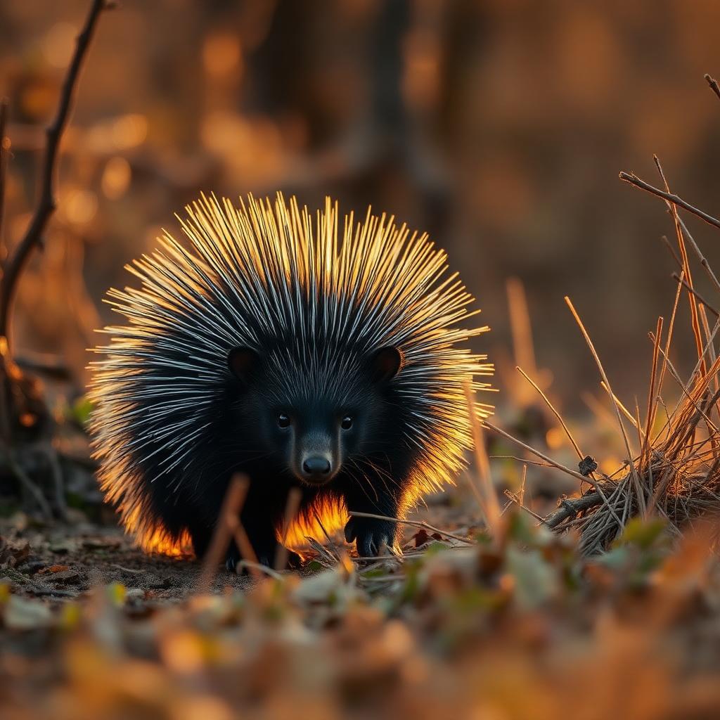 Porcupine on a nocturnal walk